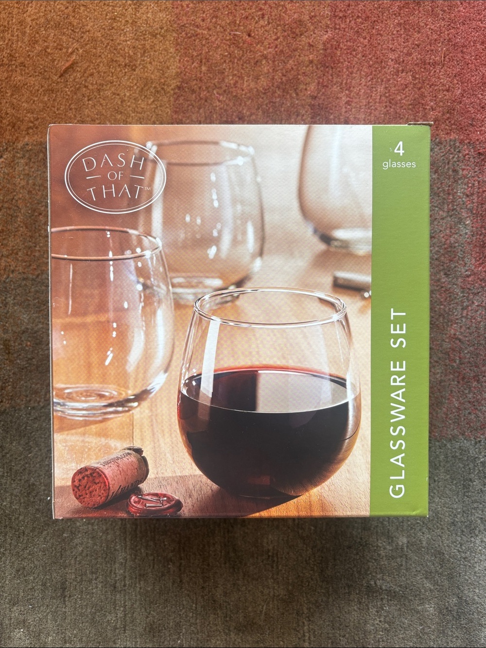 NIB - 'Dash of That' Stemless Red Wine Glass Set 4pc - 16.75 oz